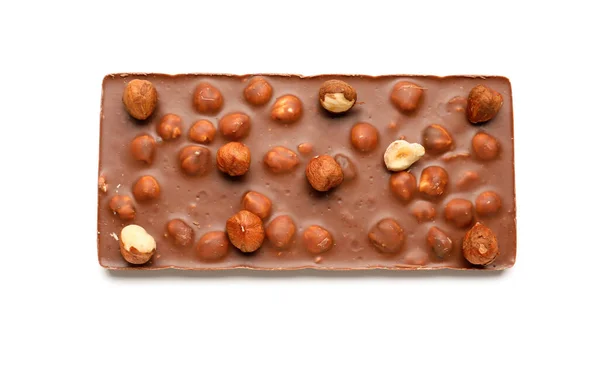 Sweet Tasty Chocolate Nuts White Background — Stock Photo, Image