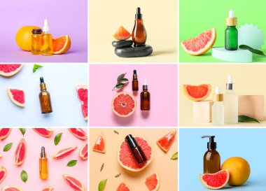 Renk arka planında greyfurt esaslı kolaj