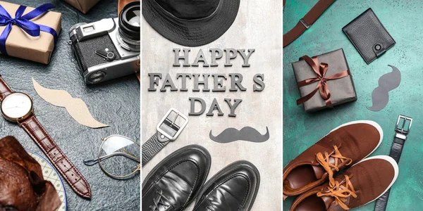 stock image Collage with man's accessories and gifts. Father's Day celebration