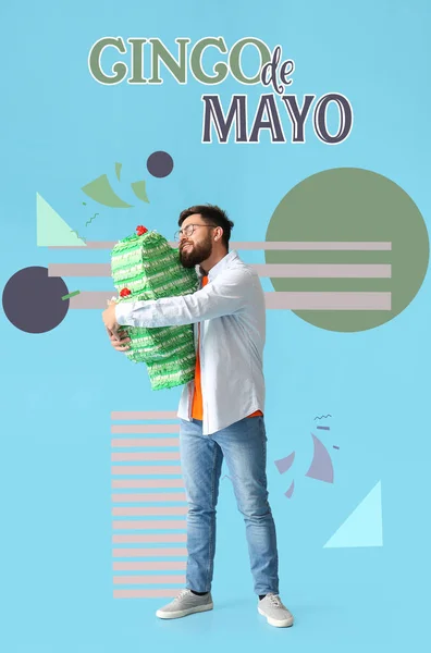 Baner Dla Cinco Mayo Hiszpańsku Maja Mężczyzną Pinatą — Zdjęcie stockowe