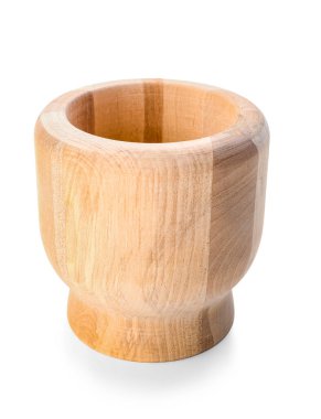 Boş ahşap harç beyaz arkaplanda izole edildi