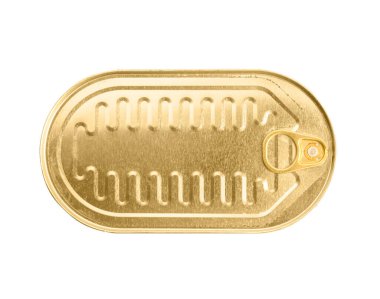 Beyaz zemin üzerinde balık olan teneke kutu