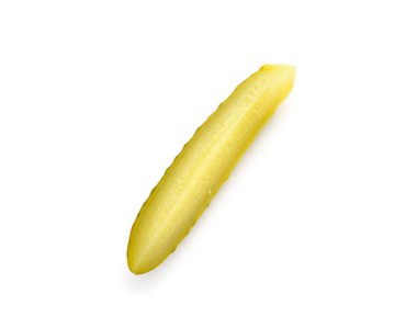 Beyaz arka planda lezzetli mayalanmış salatalık dilimi