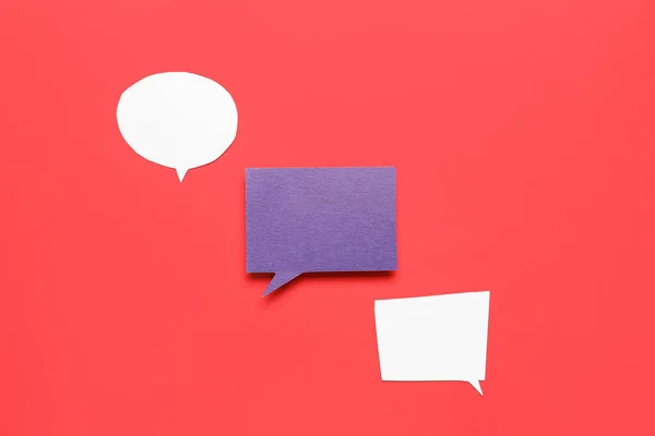 Blank Paper Speech Bubbles Red Background — Stock Photo, Image