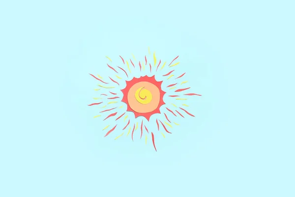 Strahlende Sonne Mit Strahlen Aus Papier Auf Blauem Hintergrund — Stockfoto