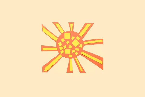 Яскраве Сонце Променями Паперу Бежевому Фоні — стокове фото