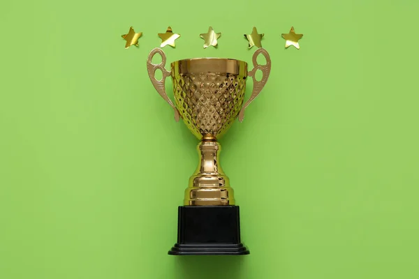 Gold Cup Stars Green Background — Stock Photo, Image