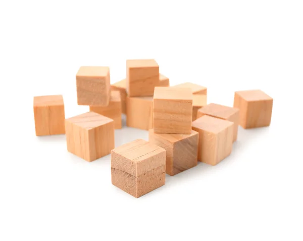Heap Wooden Cubes Isolated White Background — Stock Photo, Image