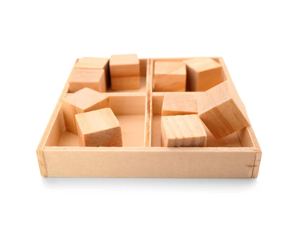 Wooden Box Cubes Isolated White Background — Stock Photo, Image