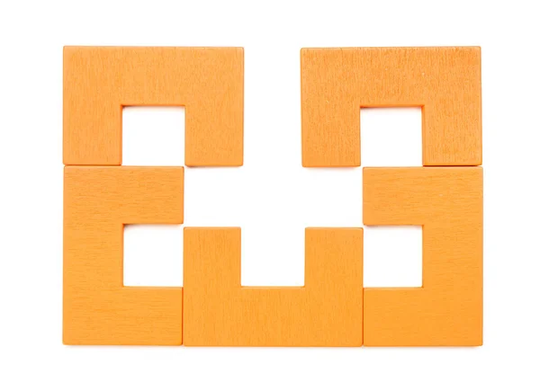 Samenstelling Met Kleurrijke Puzzelblokken Geïsoleerd Witte Achtergrond — Stockfoto