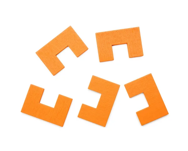 Composition Colorful Puzzle Blocks Isolated White Background — Stock Photo, Image