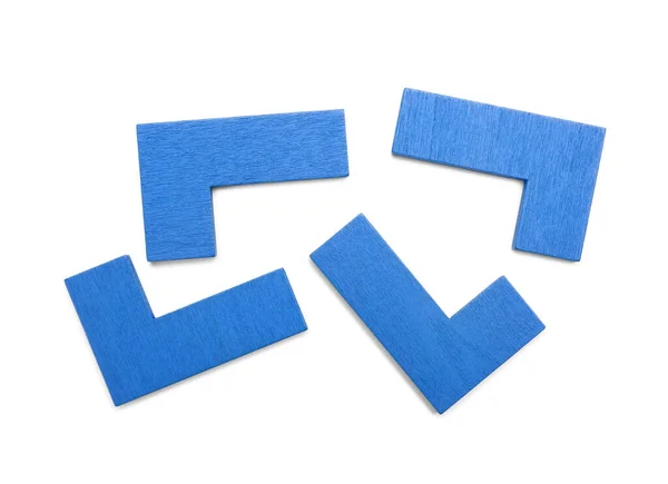Mavi Bulmaca Blokları Beyaz Arkaplanda Izole Edildi — Stok fotoğraf
