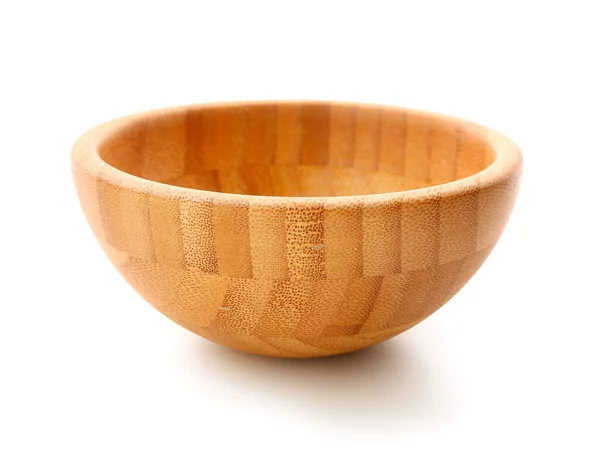 Stylish Wooden Bowl Isolated White Background — Stock Photo, Image