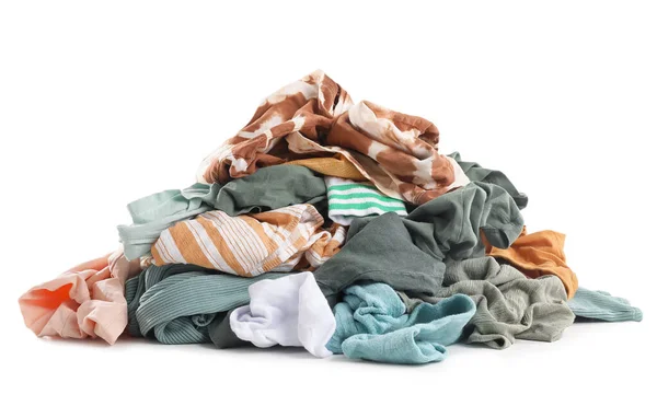 Stack Dirty Clothes White Background — Stock Photo, Image
