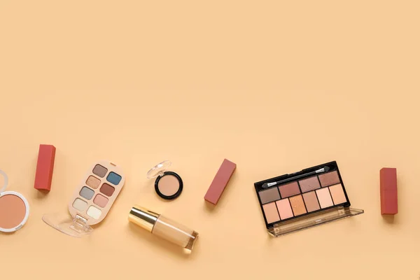 Decorative Cosmetics Lipsticks Beige Background — Stock Photo, Image