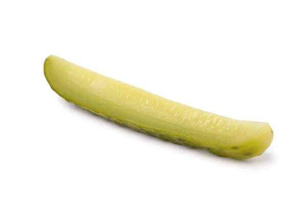 Lekker Gefermenteerde Komkommerschijfje Witte Ondergrond — Stockfoto