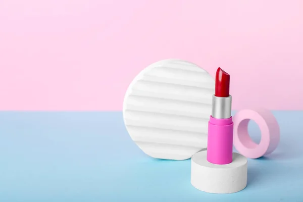 Decorative Plaster Podiums Lipstick Color Background — Stock Photo, Image