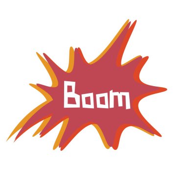 Beyaz arka planda kelime BOOM ile konuşma balonu. Diyalog kavramı