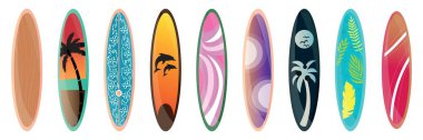 Beyaz arkaplanda yaratıcı sörf tahtaları