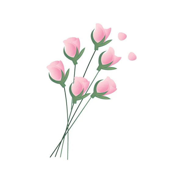 Beyaz Arka Planda Güzel Gül Çiçekleri — Stok Vektör