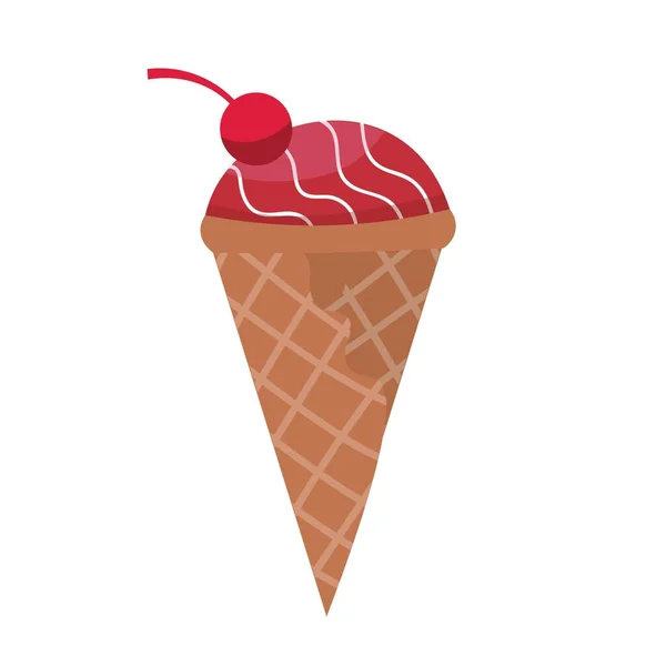Sweet Cherry Ice Cream White Background — Stock Vector