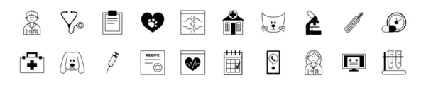 Set Von Symbolen Für Die Webseite Der Tierklinik Oder Zoohandlung — Stockvektor