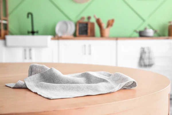 stock image Napkin on wooden table in kitchen