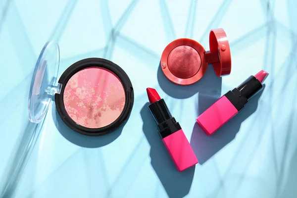 Mooie Lipsticks Blush Kleur Achtergrond — Stockfoto