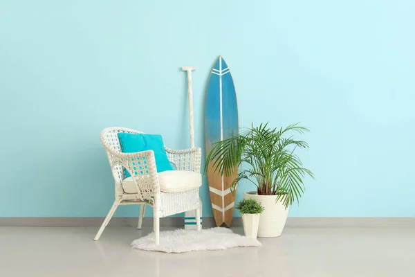 Interior Living Room Surfboard Paddle Armchair — Stock Photo, Image