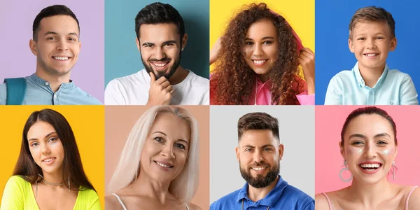 Grupp Positiva Människor Färg Bakgrund — Stockfoto
