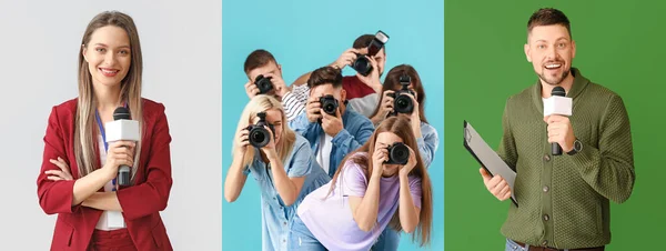 Många Olika Journalister Färg Bakgrund — Stockfoto