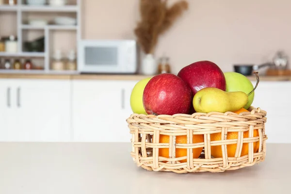 Fruit Basket Dining Table Kitchen — Stock Photo, Image