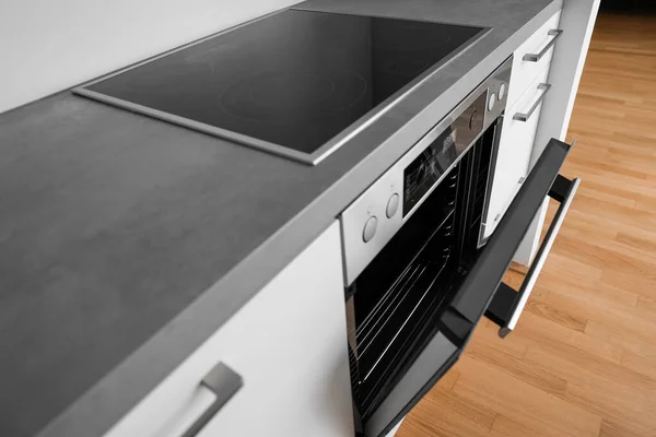 Moderne Elektrische Oven Lichte Keuken — Stockfoto