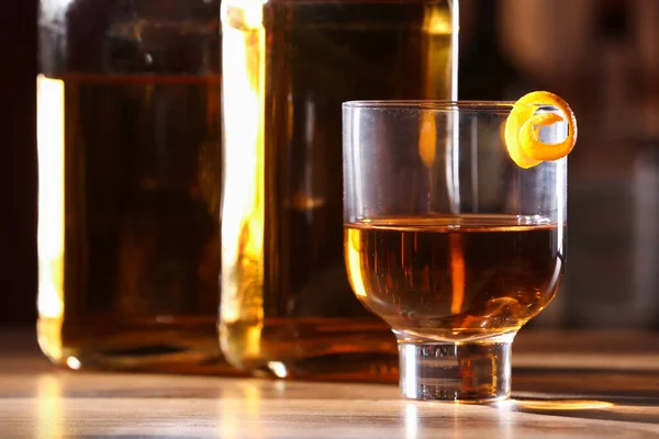 Copo Rum Frio Mesa Bar — Fotografia de Stock