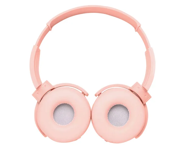白色背景的现代粉色耳机 — 图库照片