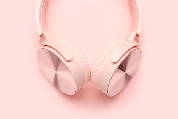 Modern Headphones Pink Background — Stock Photo, Image