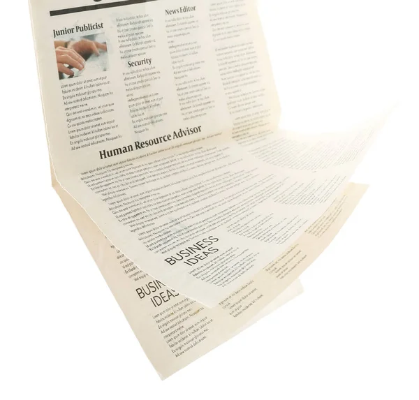 Falling Newspaper White Background — Stock Photo, Image