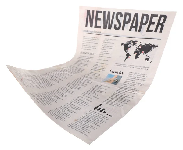 Fallende Zeitung Auf Weißem Hintergrund — Stockfoto