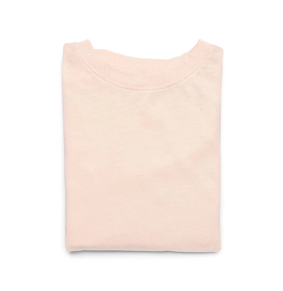 Διπλωμένο Ροζ Shirt Λευκό Φόντο — Φωτογραφία Αρχείου