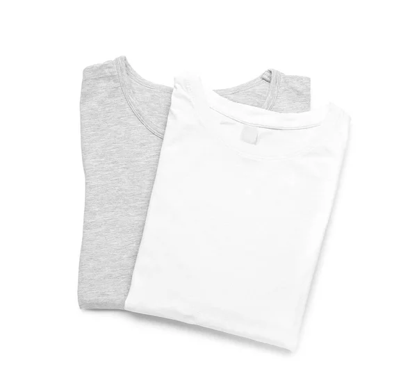 Składane Stylowe Koszulki Białym Tle — Zdjęcie stockowe