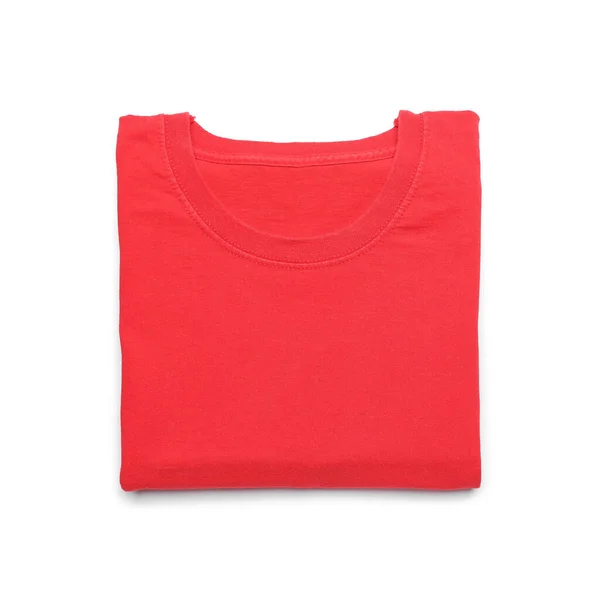 Gevouwen Rood Shirt Witte Achtergrond — Stockfoto