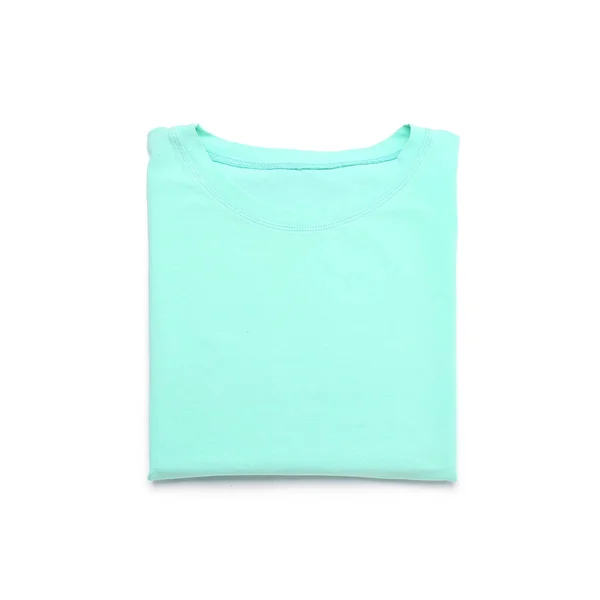 Shirt Plié Bleu Sur Fond Blanc — Photo