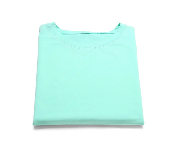 Folded Blue Shirt White Background — Stock Photo, Image