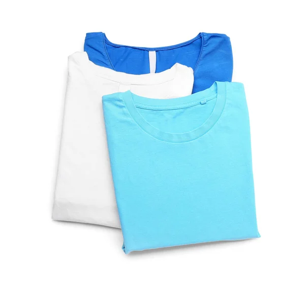 Folded Stylish Shirts White Background — Stock Photo, Image