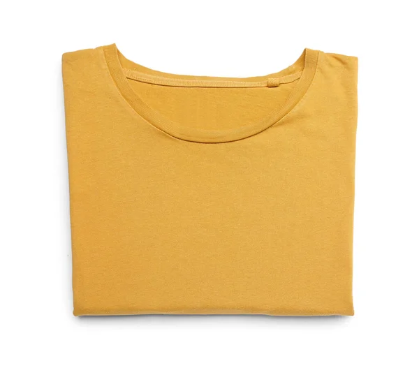 stock image Folded yellow t-shirt on white background