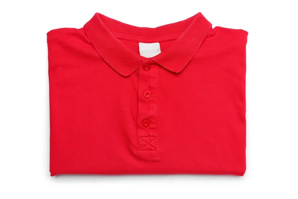 Gevouwen Rood Shirt Witte Achtergrond — Stockfoto