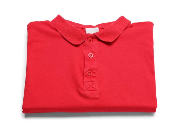 Shirt Vermelha Dobrada Sobre Fundo Branco — Fotografia de Stock