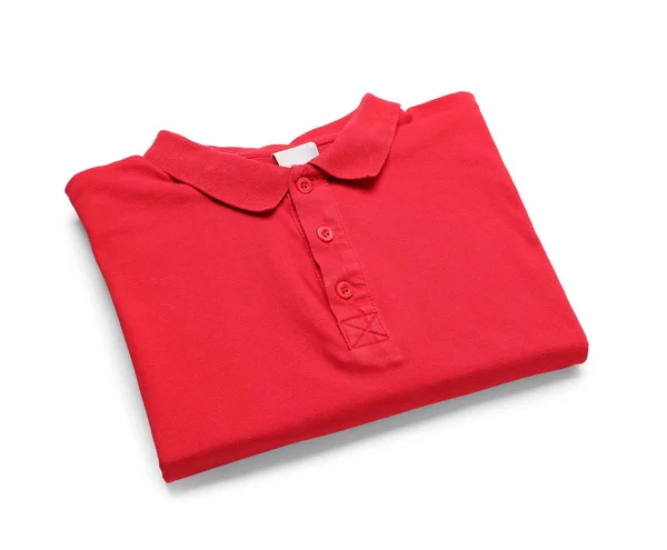 Składana Czerwona Koszulka Białym Tle — Zdjęcie stockowe