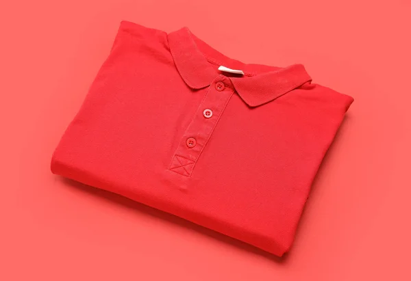 Folded Red Shirt Color Background — Stock Photo, Image