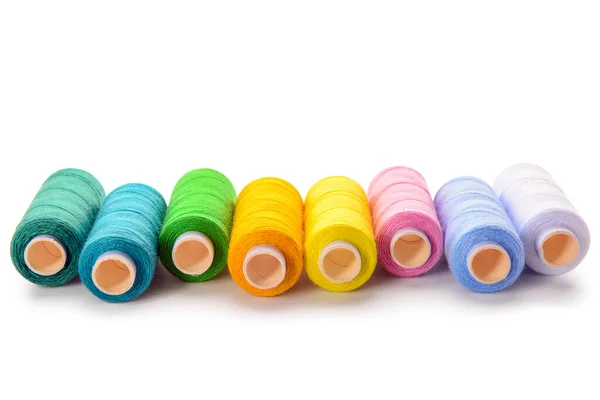 Set Colorful Thread Spools White Background — Stock Photo, Image